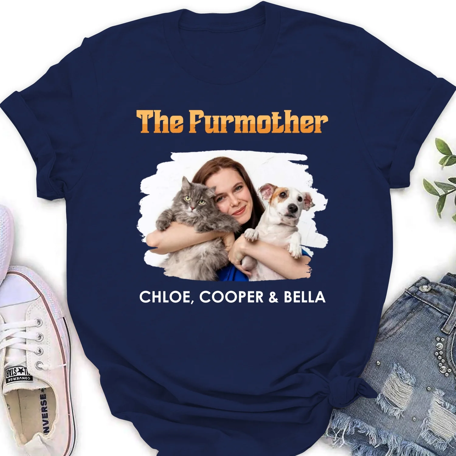 The Furmother Retro Photo - Personalized Custom Women's T-Shirt - Image 4