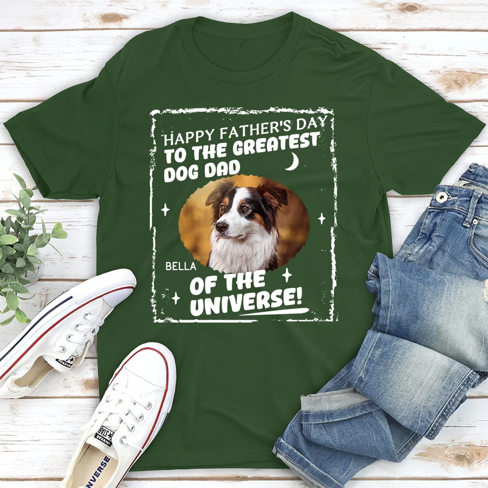 The Greatest Dog Dad In The World Photo - Personalized Custom Unisex T-Shirt - Image 3