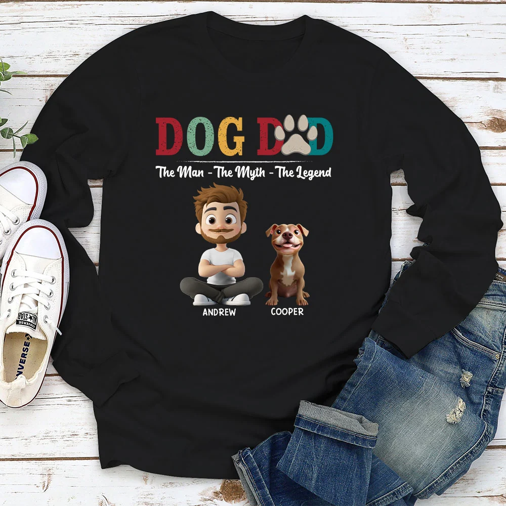 The Legend Dog Dad - Personalized Custom Long Sleeve T-Shirt - Image 2