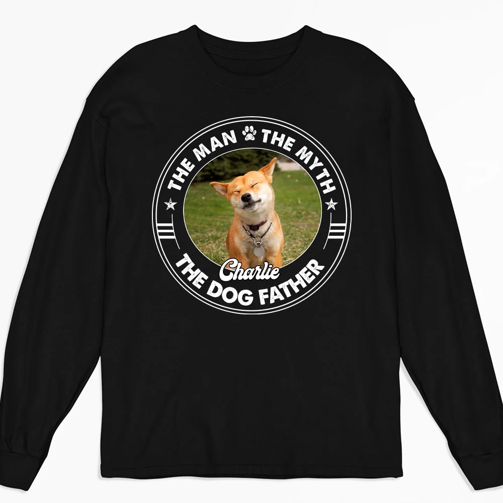 The Man The Myth Dog Dad Photo - Personalized Custom Long Sleeve T-shirt