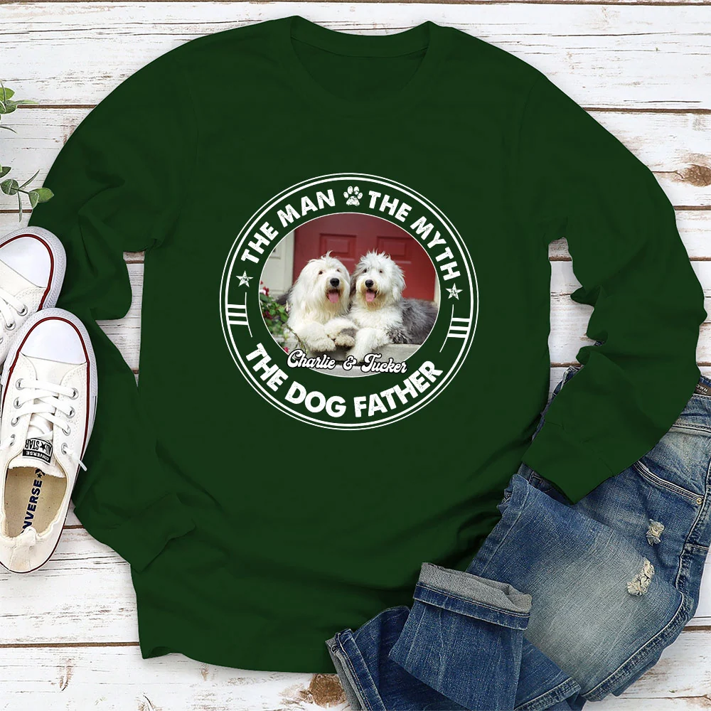 The Man The Myth Dog Dad Photo - Personalized Custom Long Sleeve T-shirt - Image 3