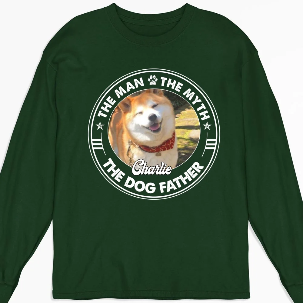 The Man The Myth Dog Dad Photo - Personalized Custom Long Sleeve T-shirt - Image 6