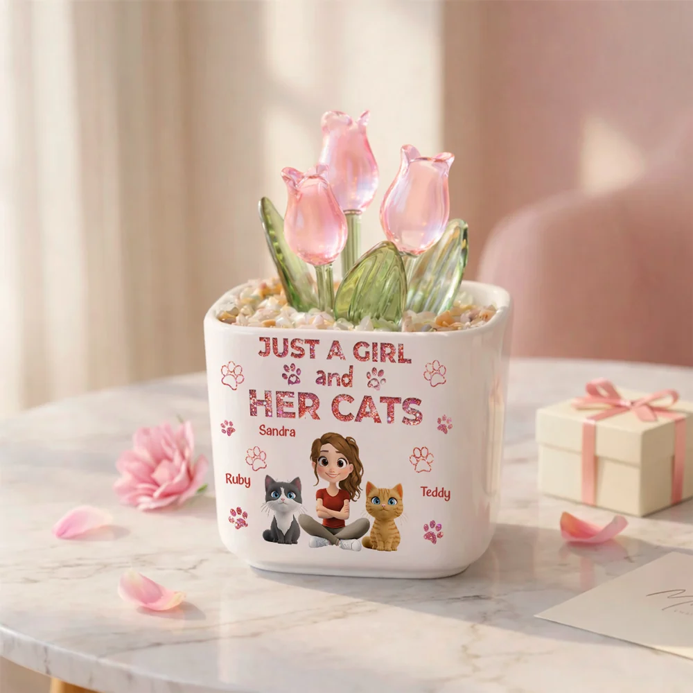 The Miracle You Have Made With Cat - Personalized Custom Glass Everlasting Tulips - Image 6