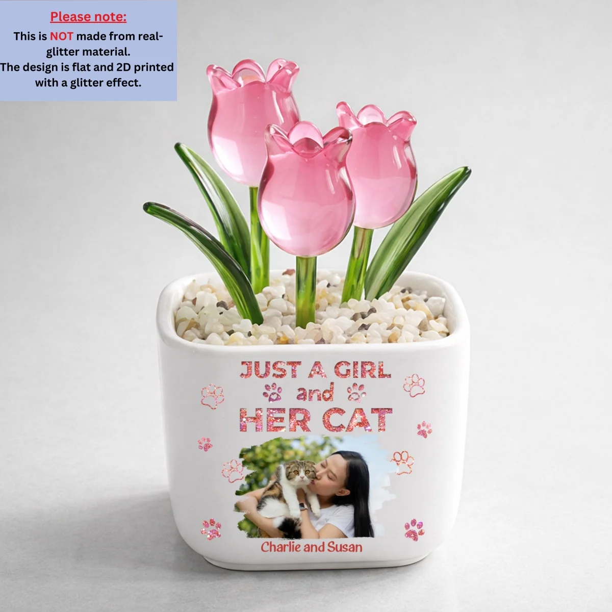 The Miracle You Have Made With Cat Photo - Personalized Custom Glass Everlasting Tulips - Image 11