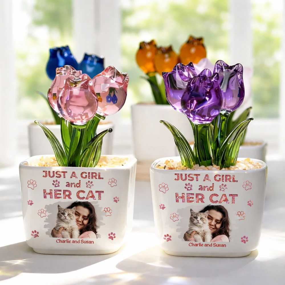 The Miracle You Have Made With Cat Photo - Personalized Custom Glass Everlasting Tulips - Image 2