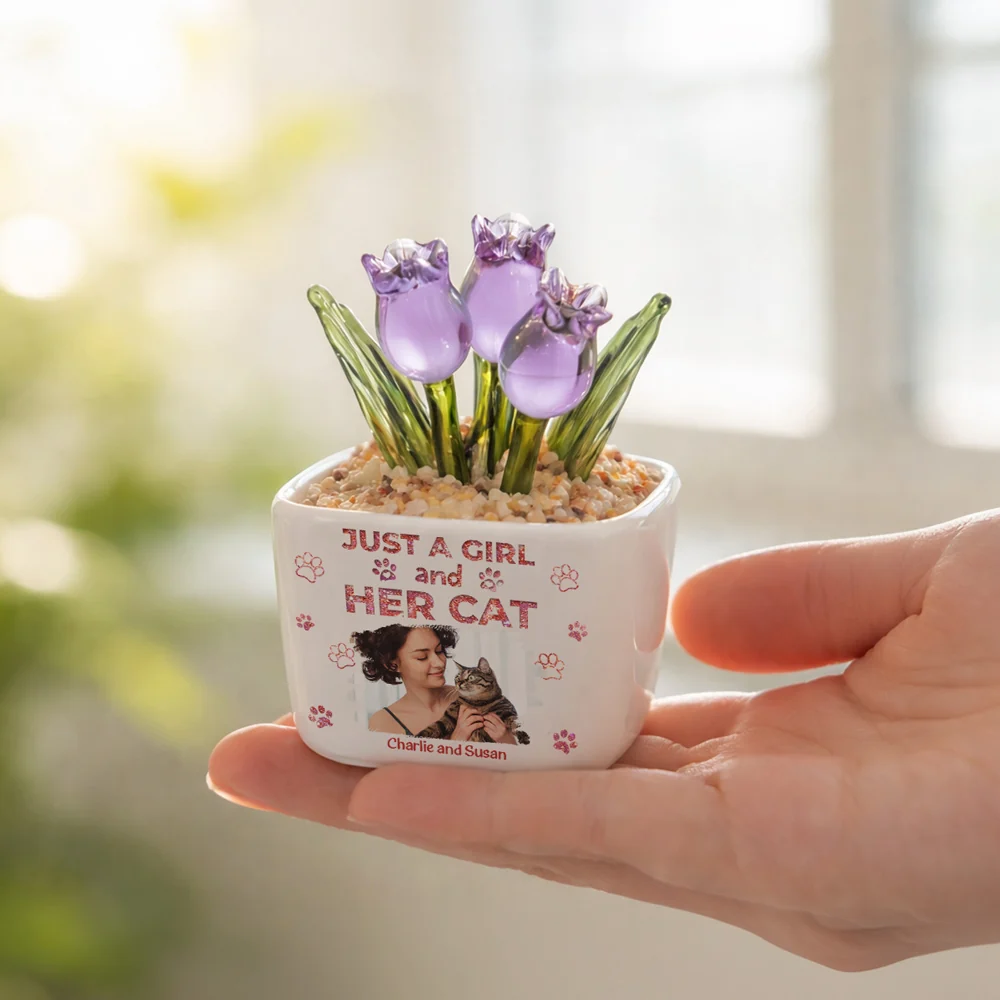 The Miracle You Have Made With Cat Photo - Personalized Custom Glass Everlasting Tulips - Image 4