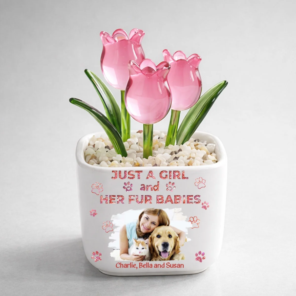 The Miracle You Have Made With Pet Photo - Personalized Custom Glass Everlasting Tulips - Image 8