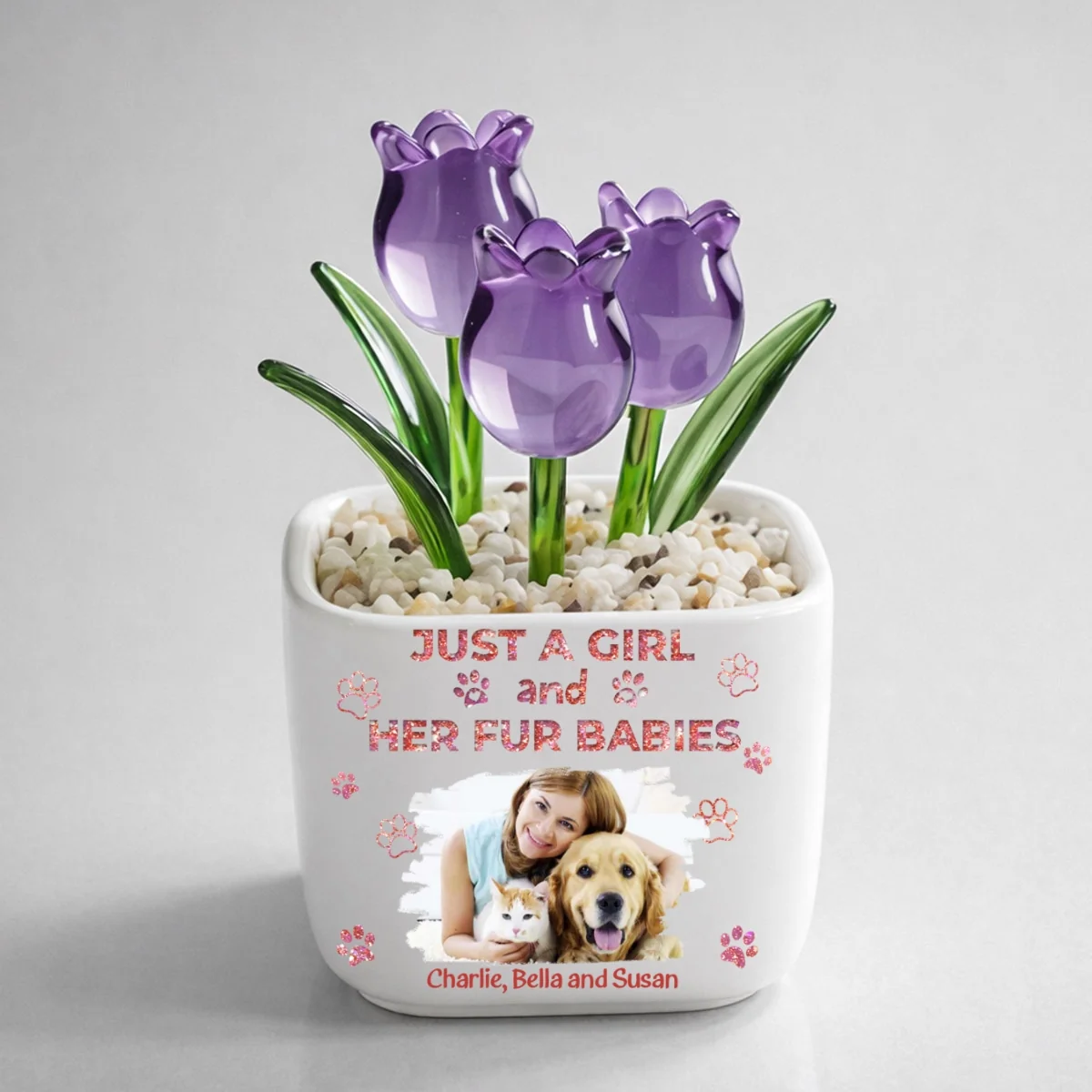 The Miracle You Have Made With Pet Photo - Personalized Custom Glass Everlasting Tulips - Image 9