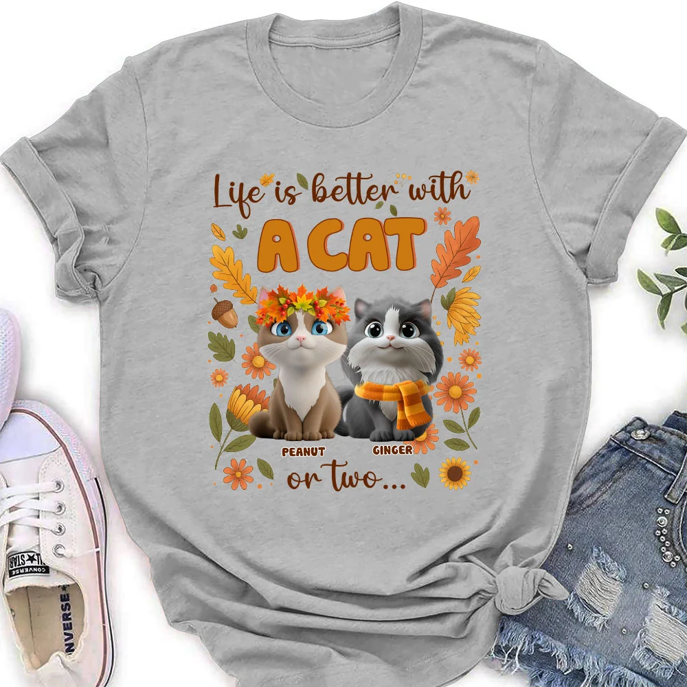 The More Cats The Better - Personalized Custom Women's T-Shirt - Image 3