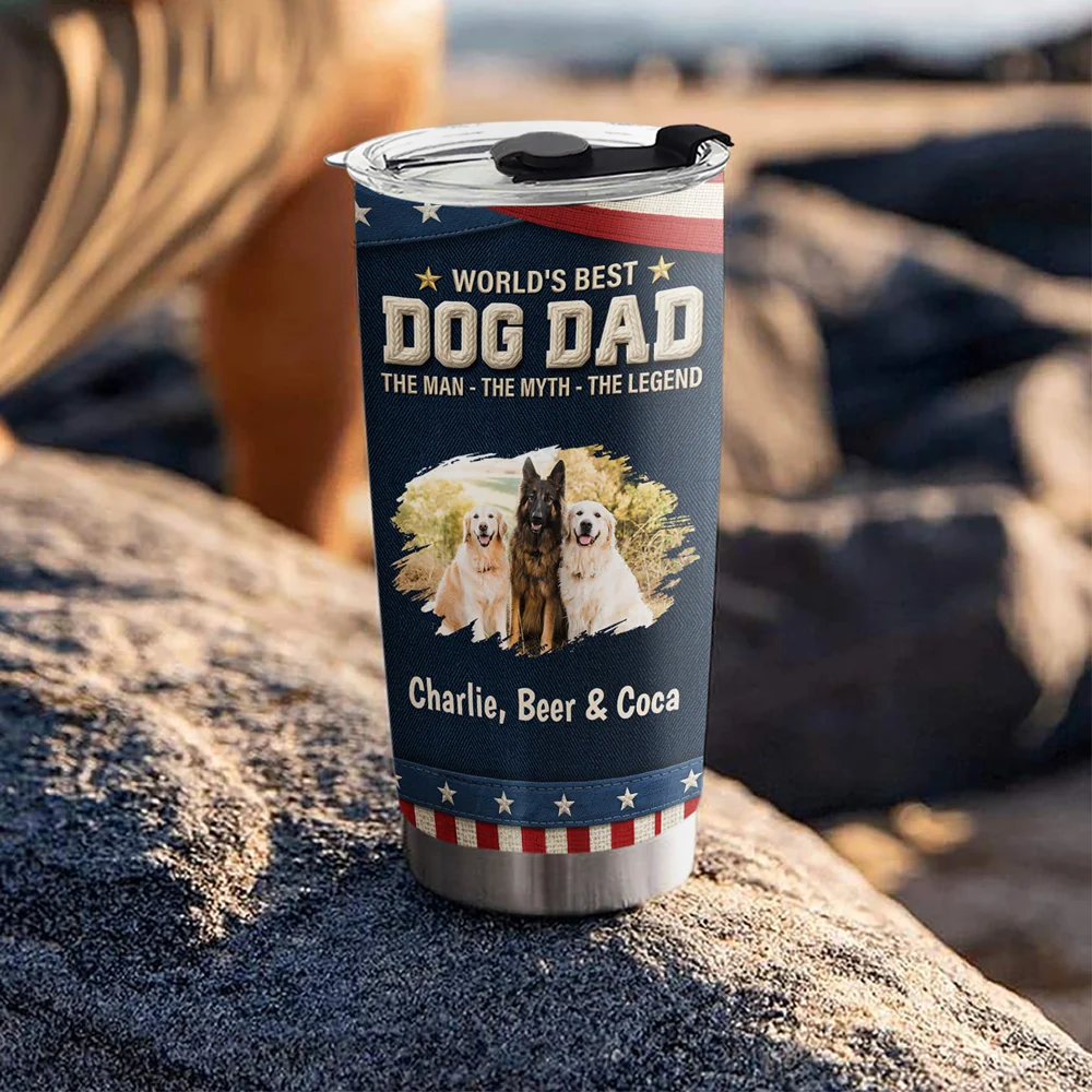 The Myth And The Legend Dog Dad Photo - Personalized Custom Tumbler - Image 3