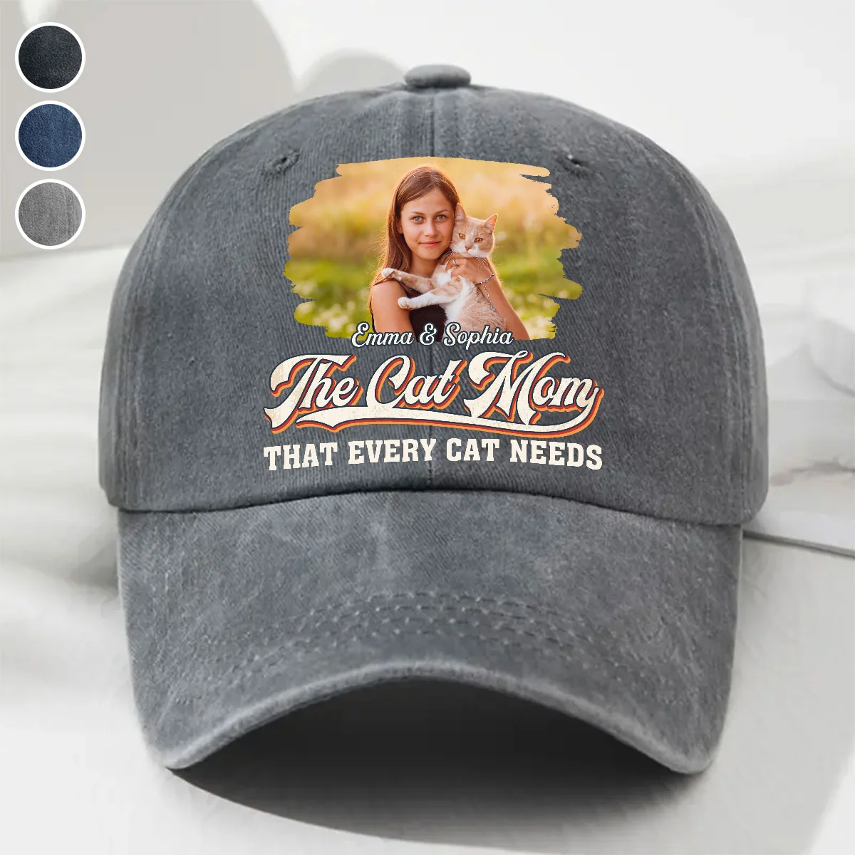 The One You Need Photo - Personalized Custom Vintage Washed Denim Cap