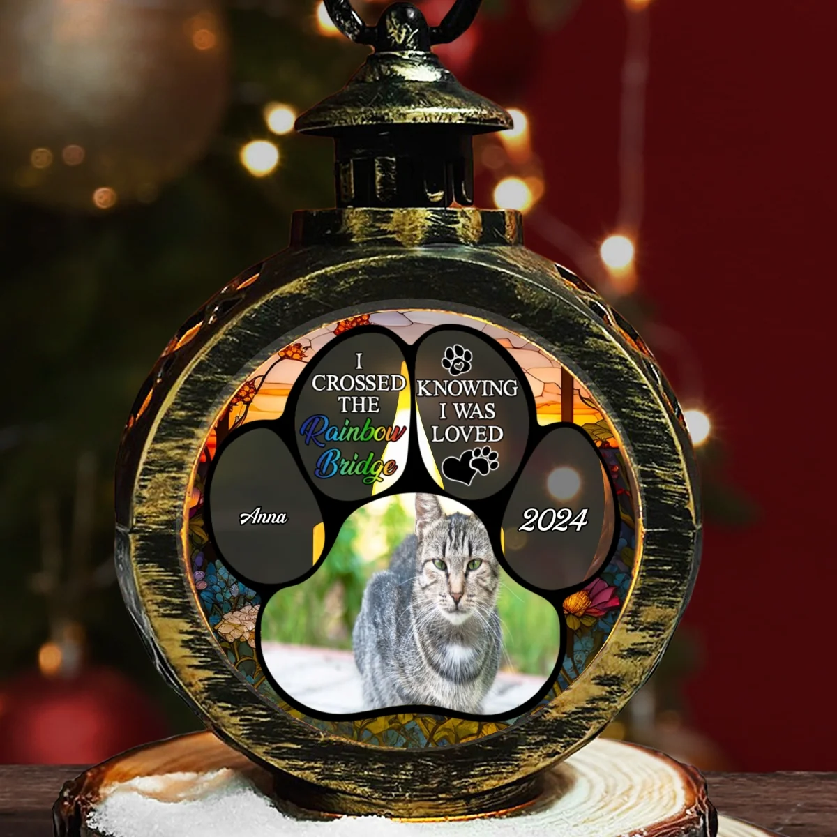 The Rainbow Bridge Pet Photo - Personalized Custom Christmas Lantern - Image 5