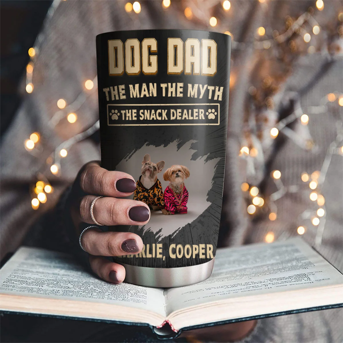 The Snack Dealer Dog Dad Photo - Personalized Custom Tumbler - Image 2
