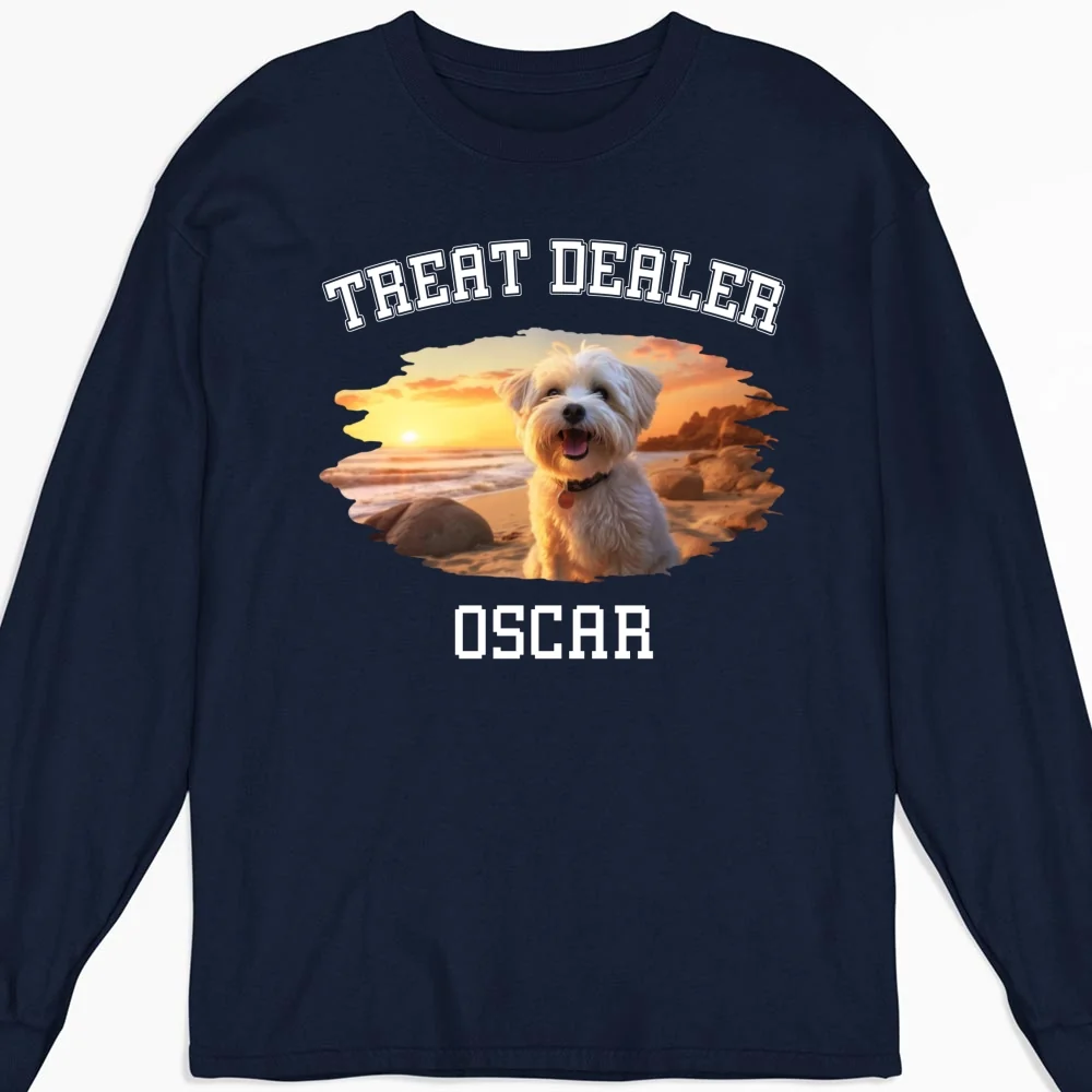 The Treat Dealer Photo - Personalized Custom Long Sleeve T-shirt - Image 4