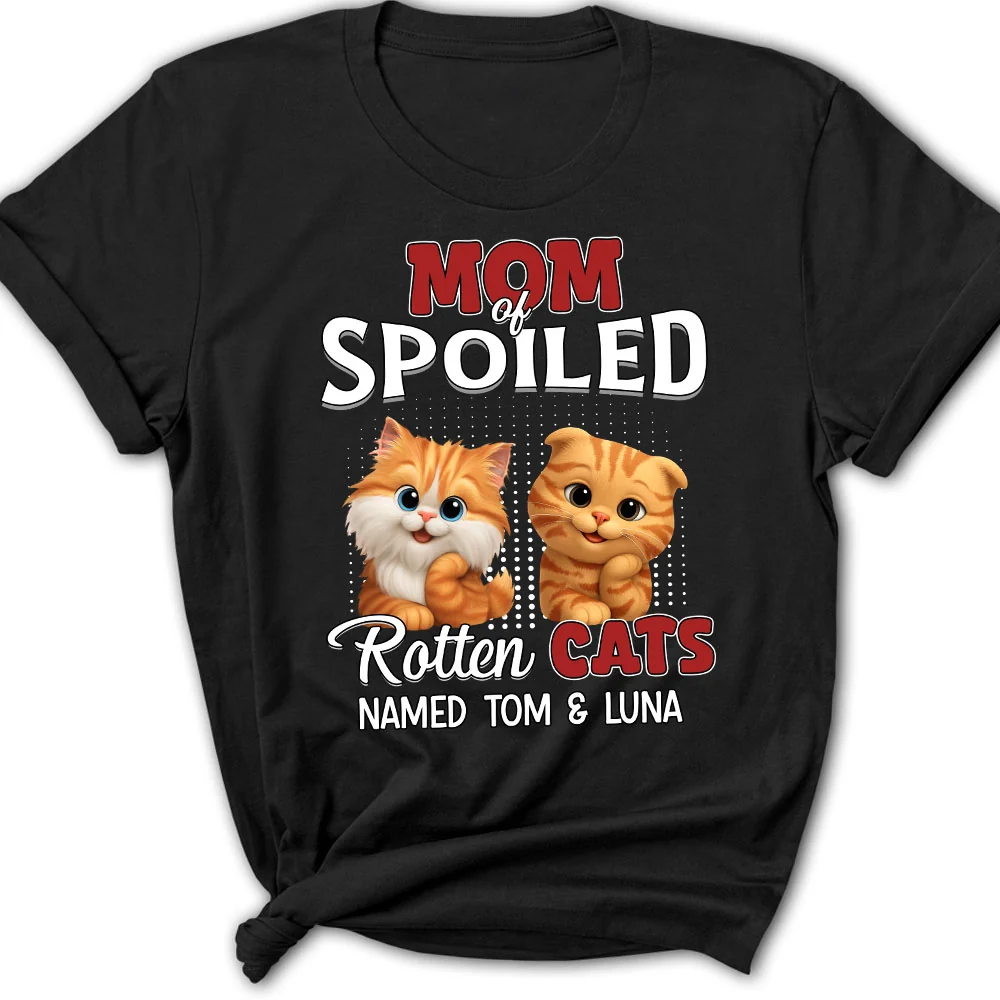 Thinking About My Spoiled Cats Dark Ver - Personalized Custom Women's T-shirt