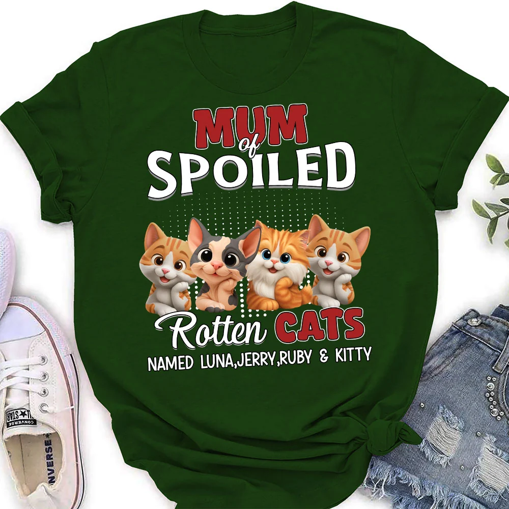 Thinking About My Spoiled Cats Dark Ver - Personalized Custom Women's T-shirt - Image 5