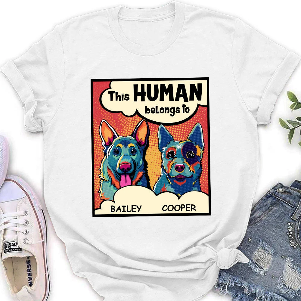 This Hooman Belongs To Dog - Personalized Custom Women's T-shirt - Image 2