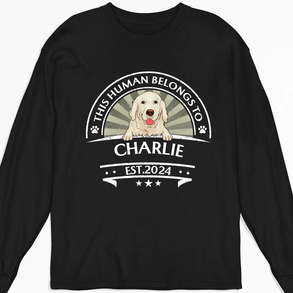 This Human Belong To Dogs - Personalized Custom Long Sleeve T-Shirt - Image 4
