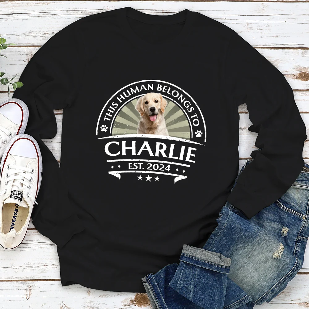 This Human Belong To Dogs Photo - Personalized Custom Long Sleeve T-Shirt