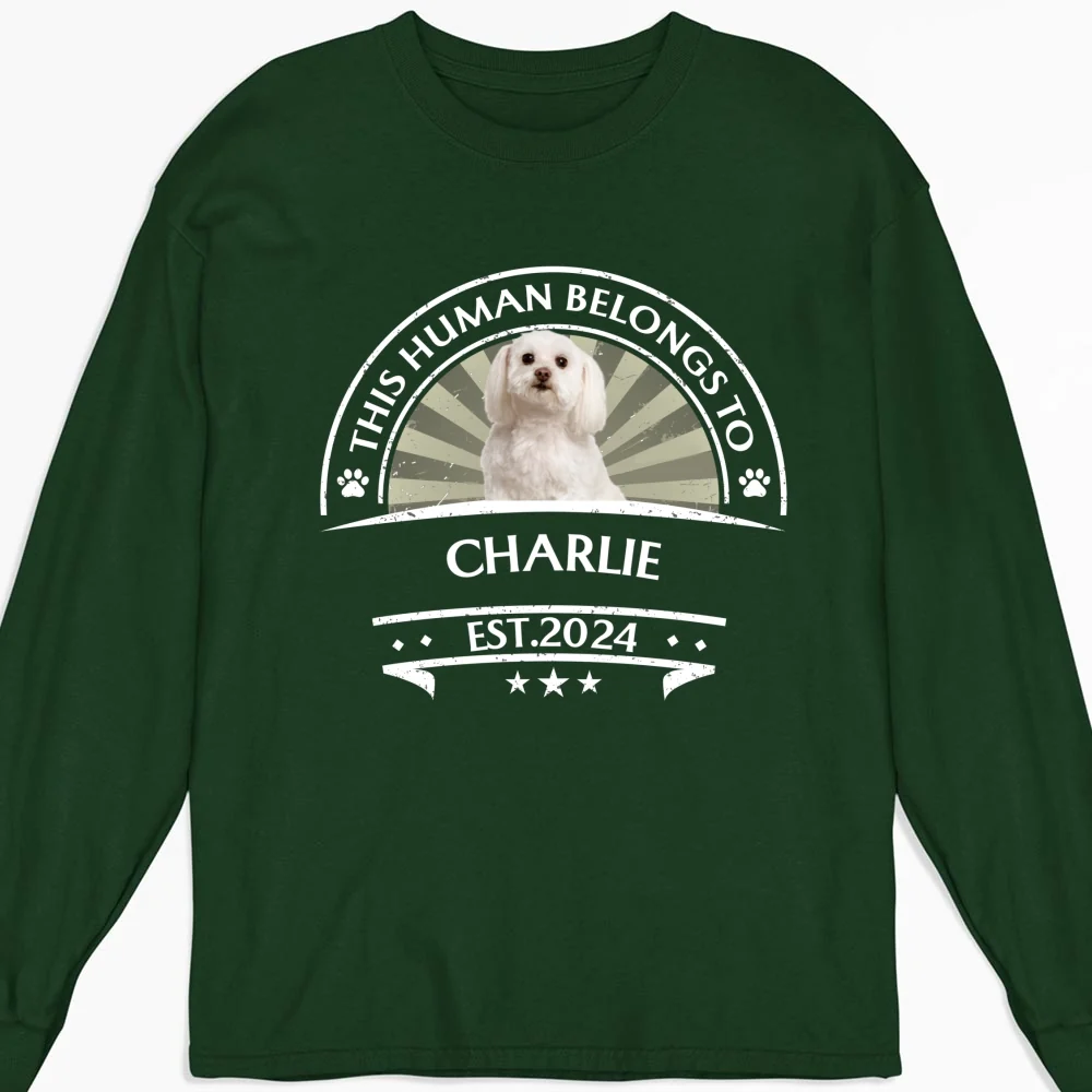 This Human Belong To Dogs Photo - Personalized Custom Long Sleeve T-Shirt - Image 4