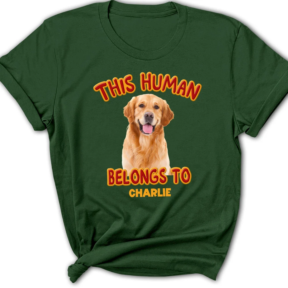 This Human Belongs To Lovely Dog Christmas Photo - Personalized Custom Women's T-Shirt