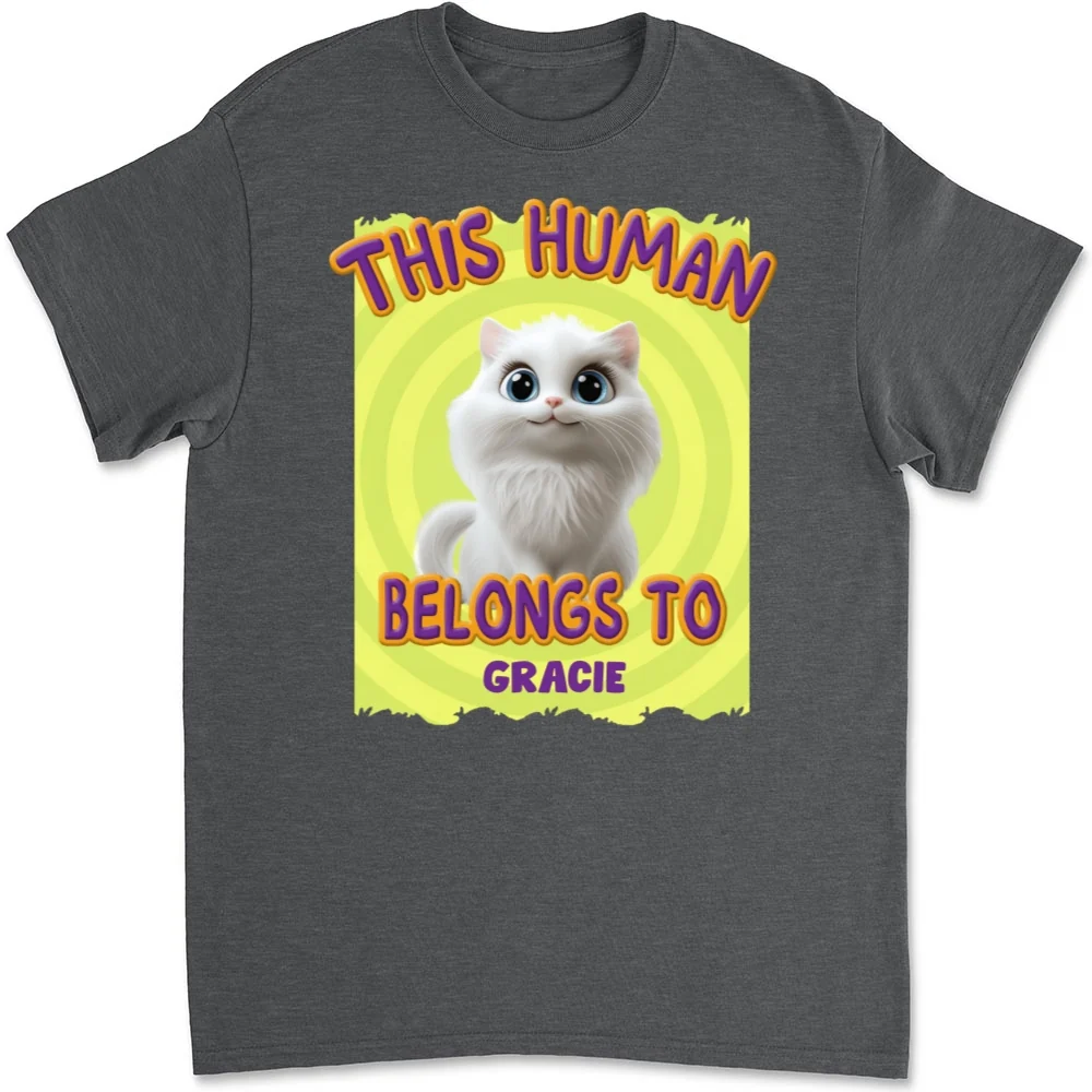 This Human Belongs To Our Cats Cartoon - Personalized Custom Unisex T-shirt - Image 10