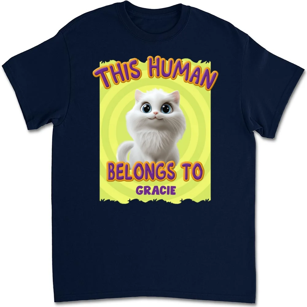 This Human Belongs To Our Cats Cartoon - Personalized Custom Unisex T-shirt - Image 7