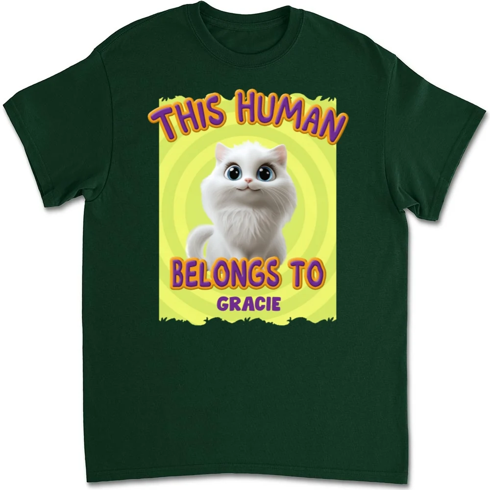 This Human Belongs To Our Cats Cartoon - Personalized Custom Unisex T-shirt - Image 8