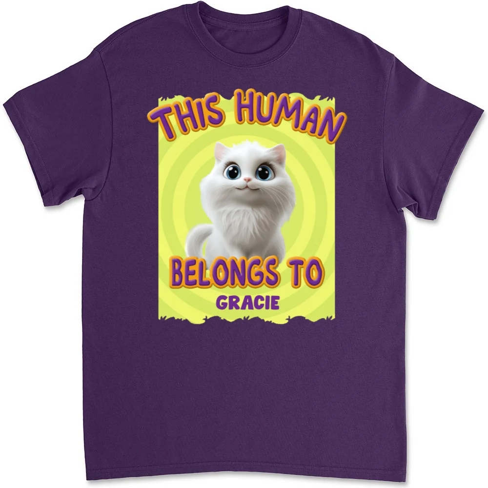 This Human Belongs To Our Cats Cartoon - Personalized Custom Unisex T-shirt - Image 9