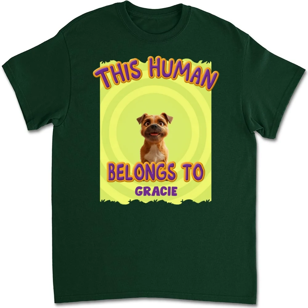 This Human Belongs To Our Pet Cartoon - Personalized Custom Unisex T-shirt - Image 8