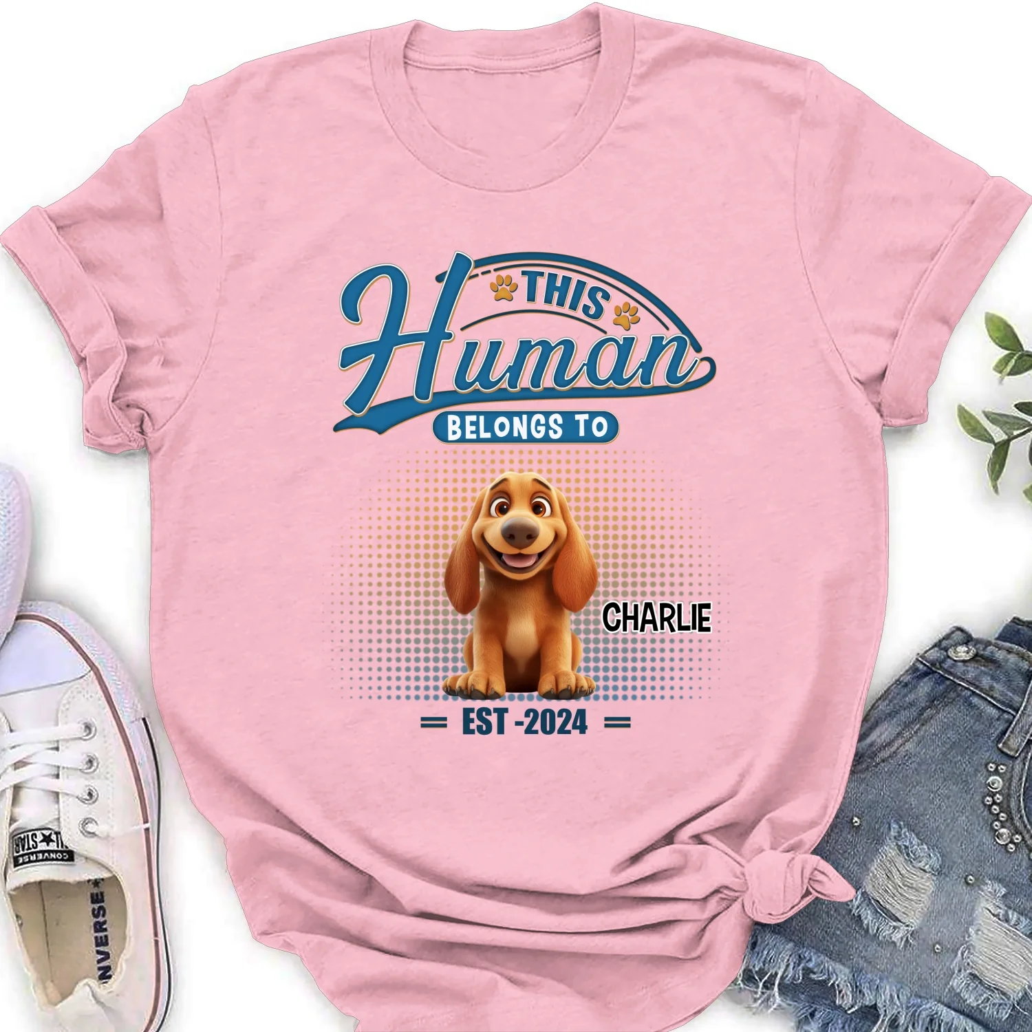 This Human Belongs To - Personalized Custom Women's T-Shirt - Image 8
