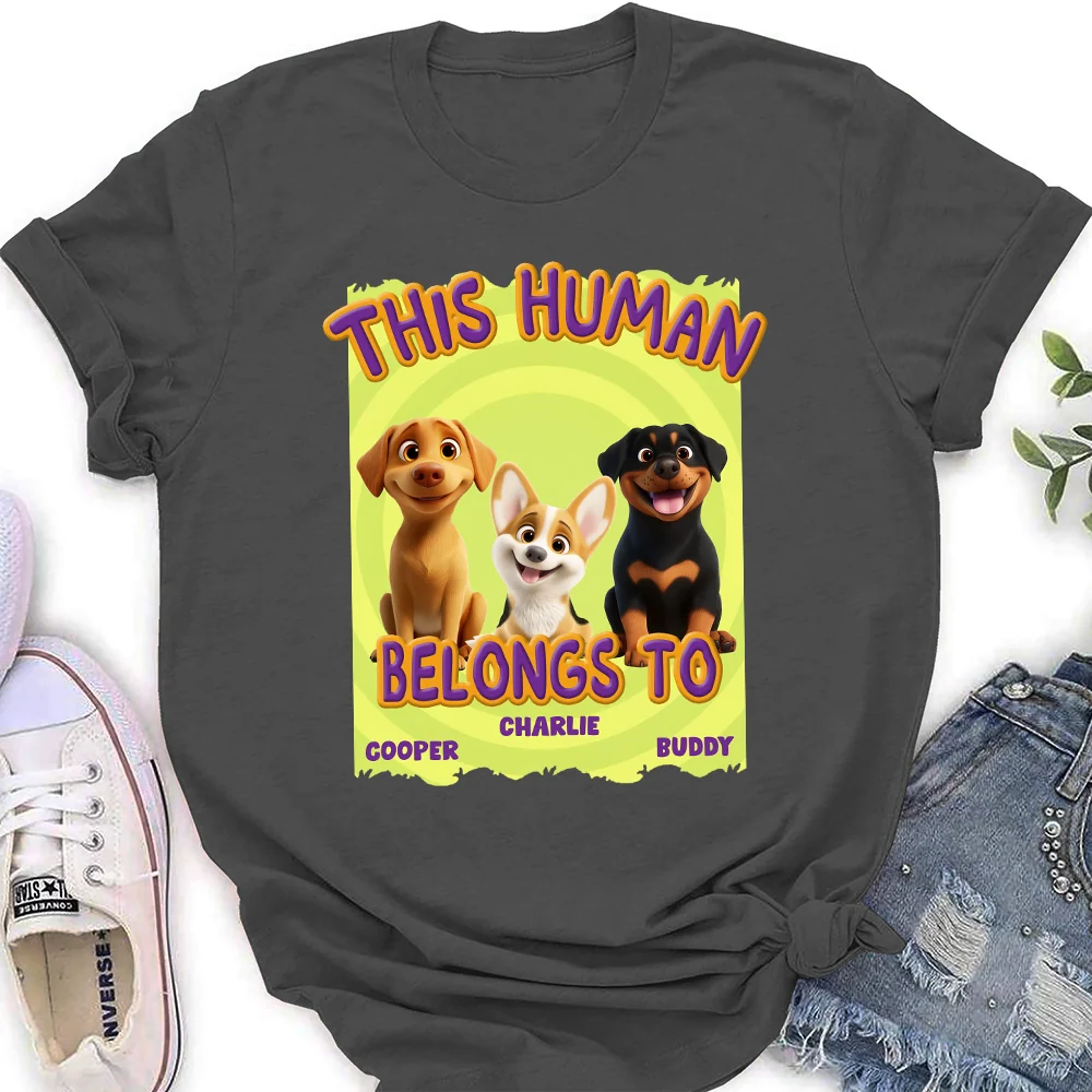 This Human Belongs To Us Cartoon - Personalized Custom Women's T-Shirt - Image 4