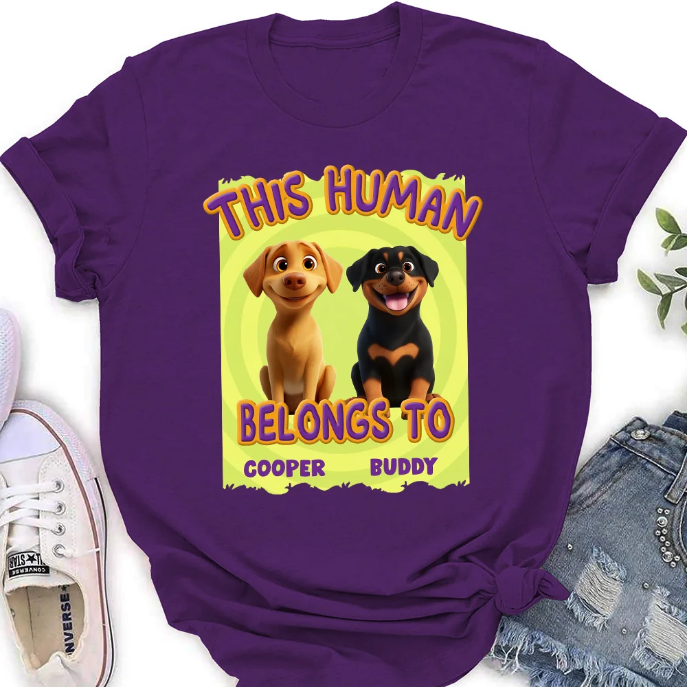 This Human Belongs To Us Cartoon - Personalized Custom Women's T-Shirt - Image 5