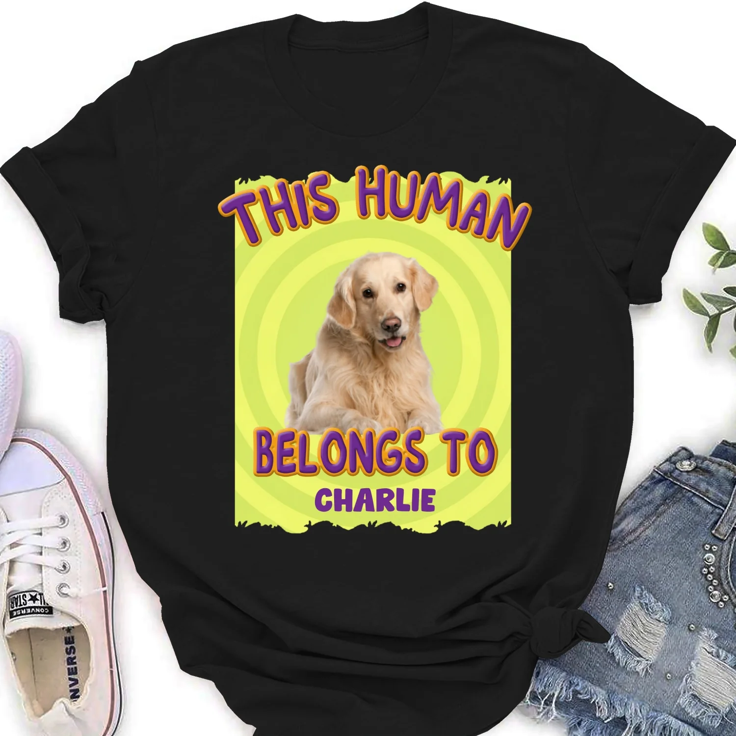 This Human Belongs To Us Photo - Personalized Custom Women's T-Shirt - Image 3