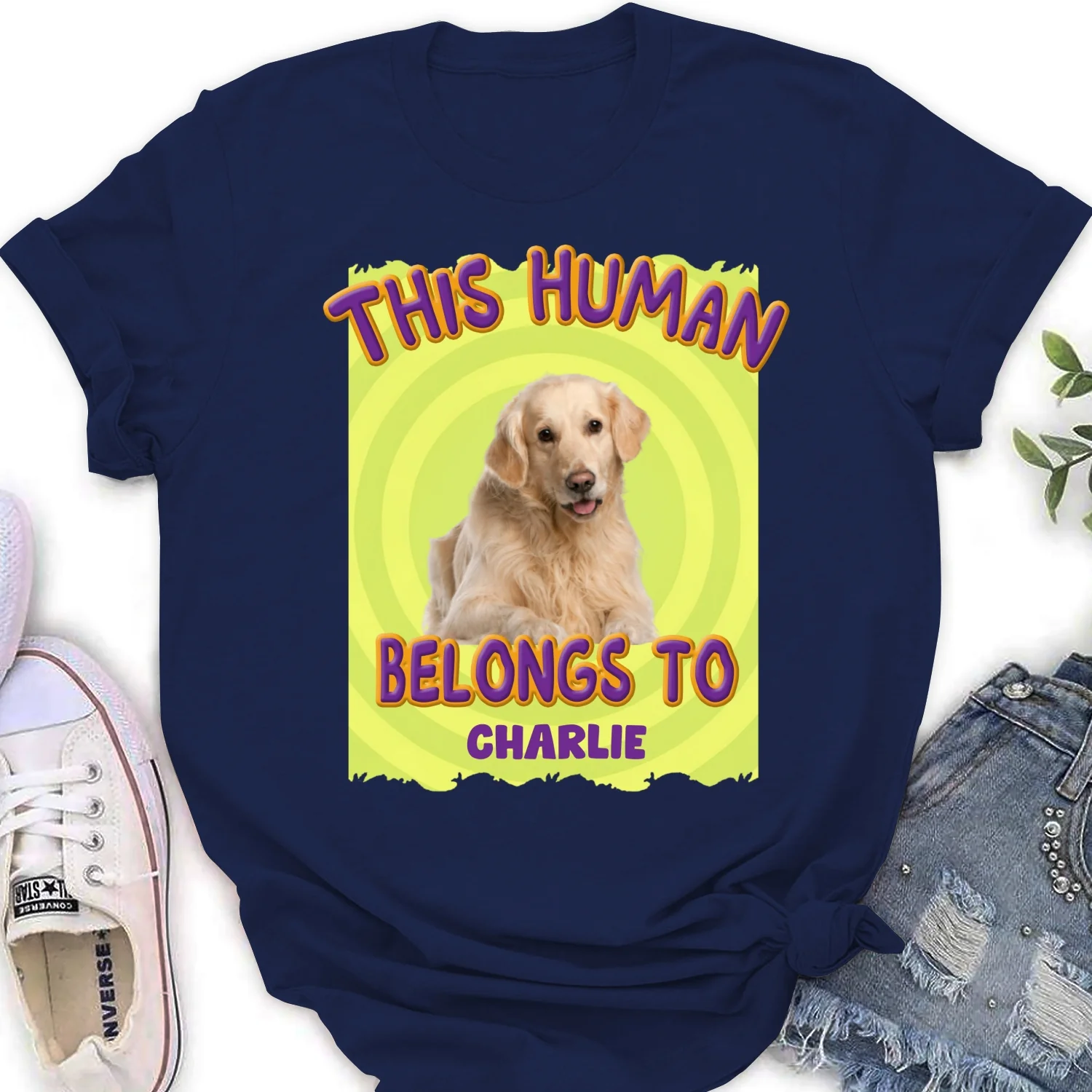 This Human Belongs To Us Photo - Personalized Custom Women's T-Shirt - Image 4