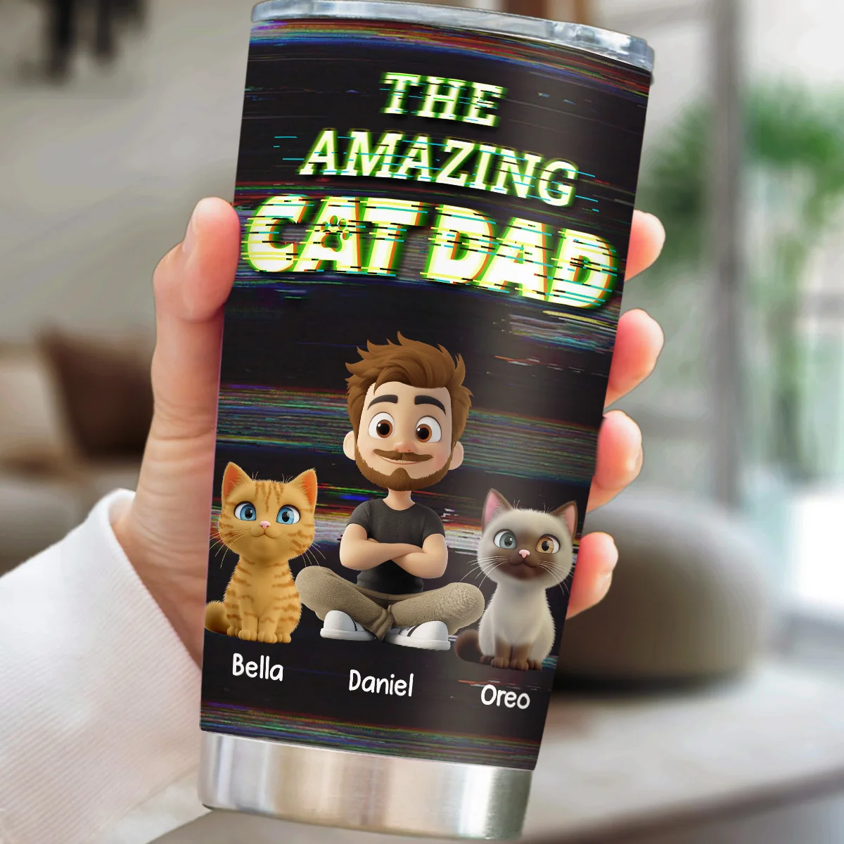This Is Our Awesome Cat Dad - Personalized Custom Tumbler - Image 2