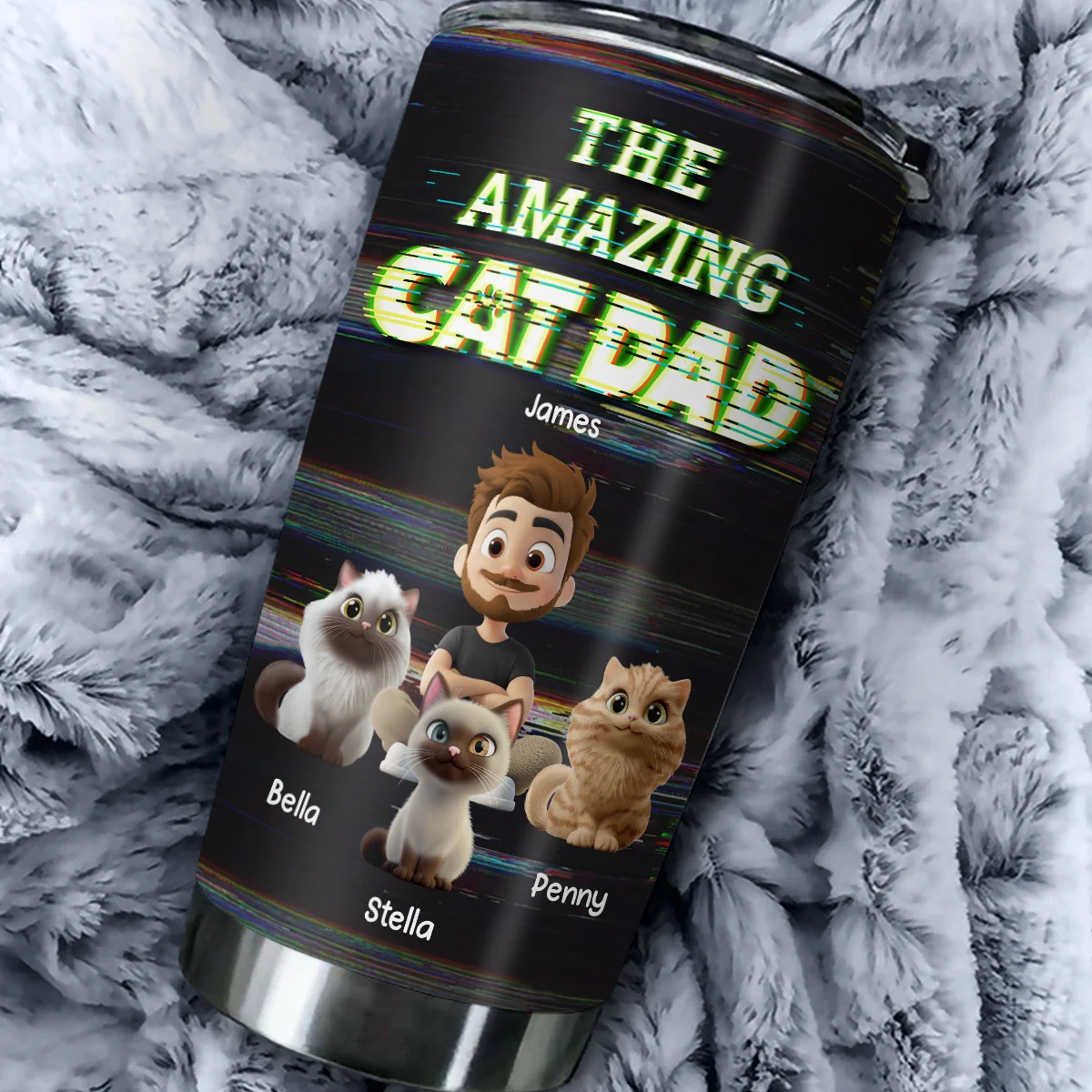 This Is Our Awesome Cat Dad - Personalized Custom Tumbler - Image 4