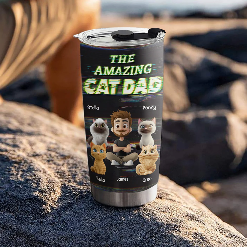 This Is Our Awesome Cat Dad - Personalized Custom Tumbler - Image 5
