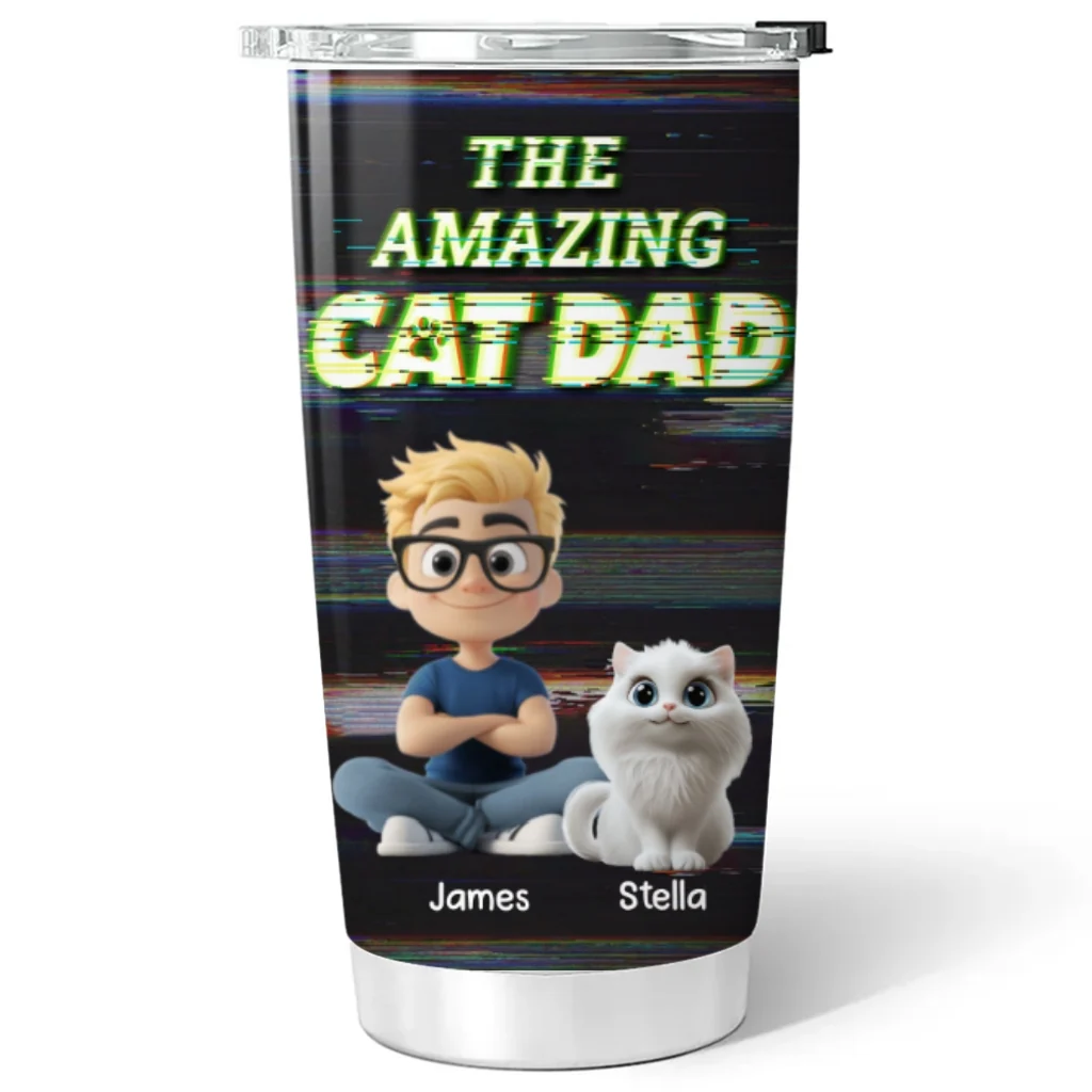 This Is Our Awesome Cat Dad - Personalized Custom Tumbler - Image 6