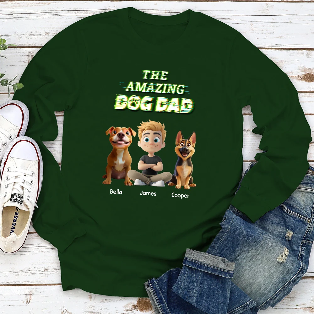 This Is Our Awesome Dog Dad - Personalized Custom Long Sleeve T-shirt - Image 3