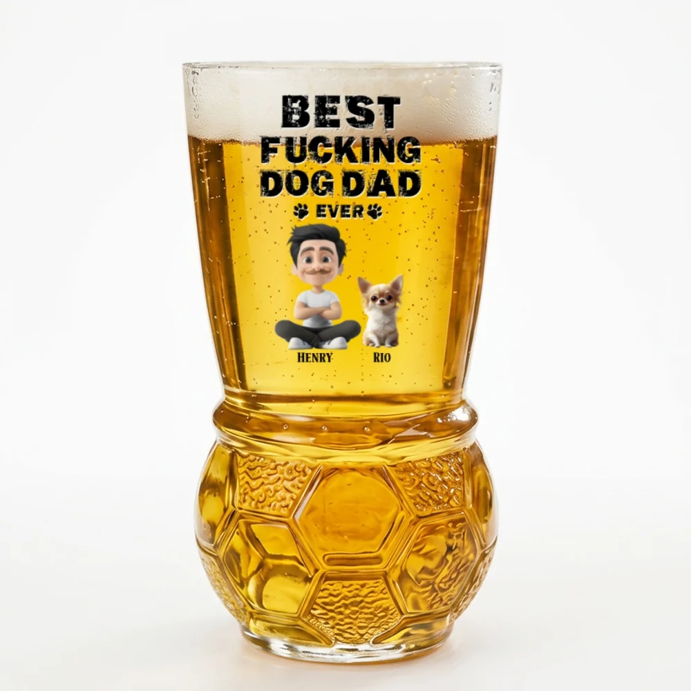 This Is The Best Dad - Personalized Custom Football Beer Glass - Image 8