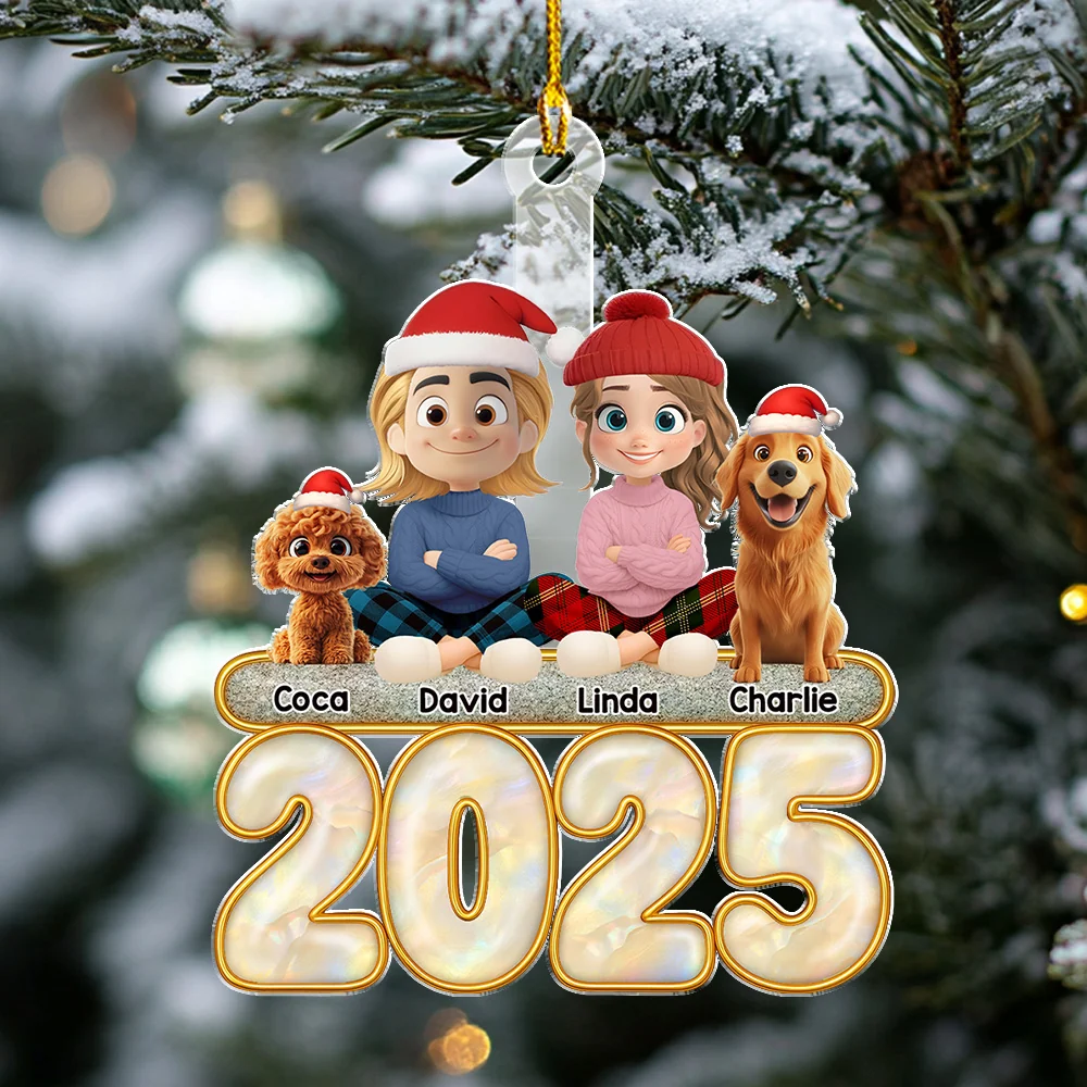 This Is Us And The Dog - Personalized Custom Acrylic Ornament - Image 3