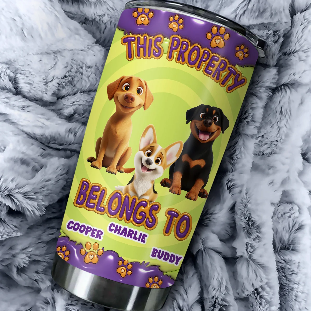 This Property Belongs To Dogs Cartoon - Personalized Custom 3D Inflated Effect Tumbler - Image 4