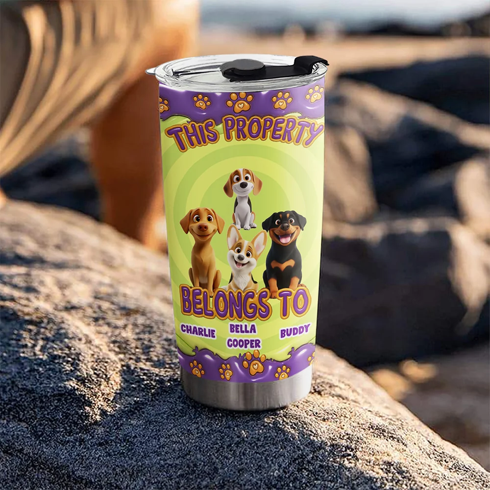 This Property Belongs To Dogs Cartoon - Personalized Custom 3D Inflated Effect Tumbler - Image 5