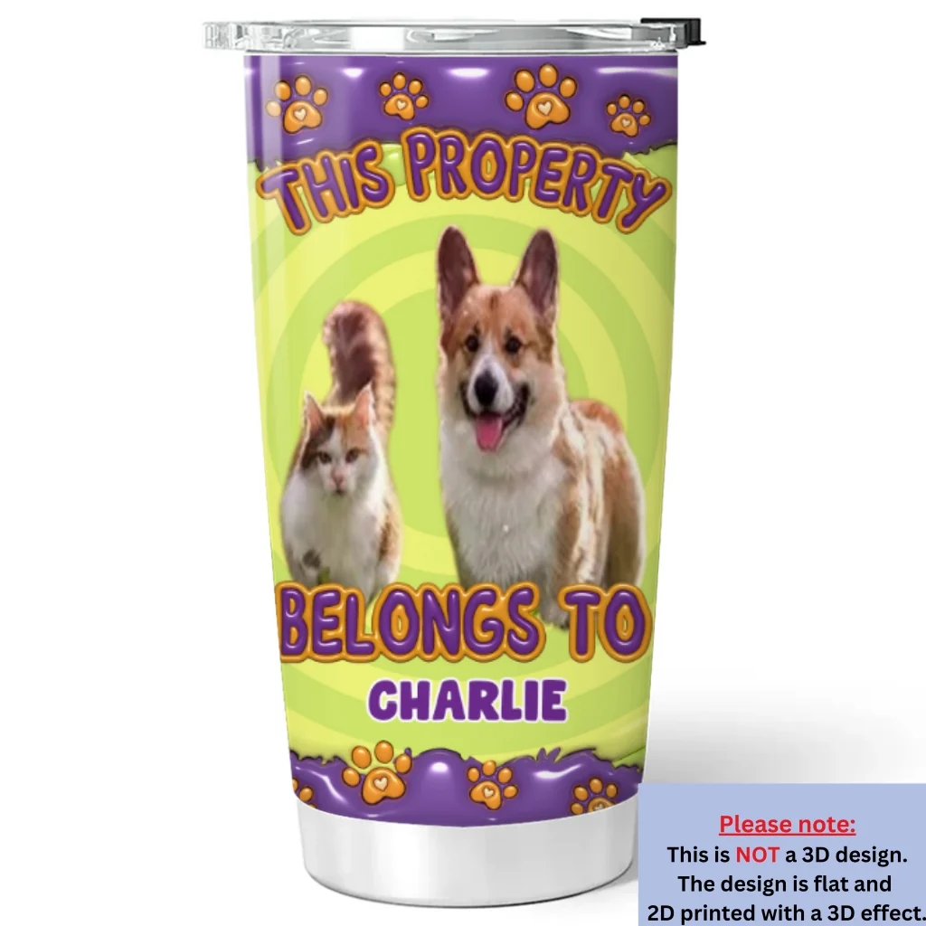 This Property Belongs To Dogs Cartoon Photo - Personalized Custom 3D Inflated Effect Tumbler - Image 4