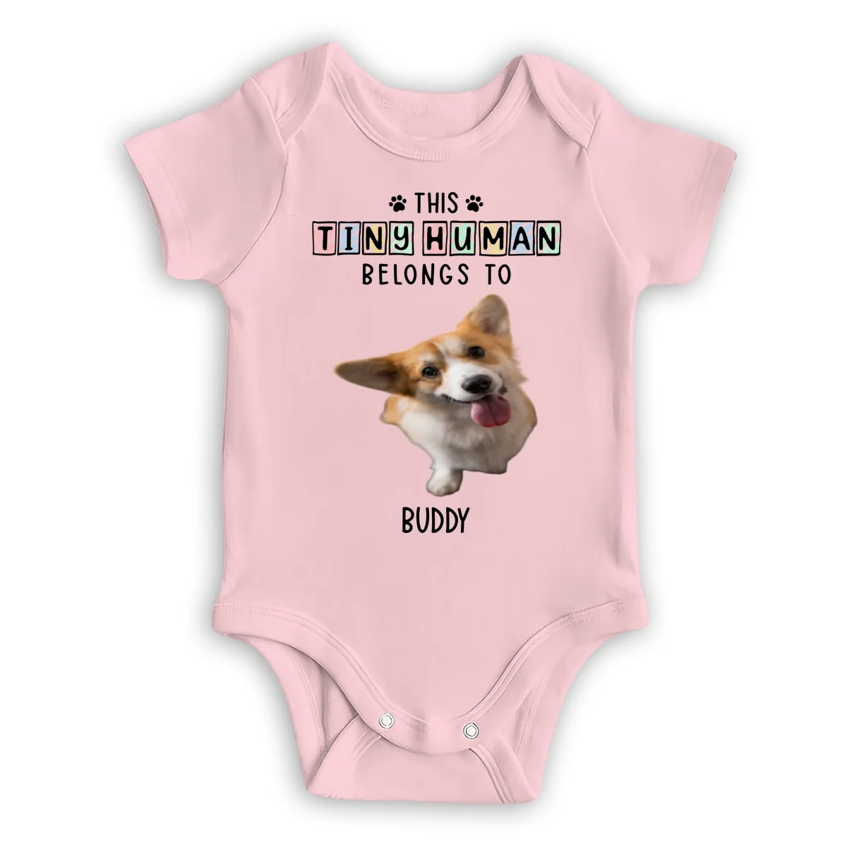 Tiny Baby And Lovely Dogs Photo - Personalized Custom Baby Onesie - Image 7