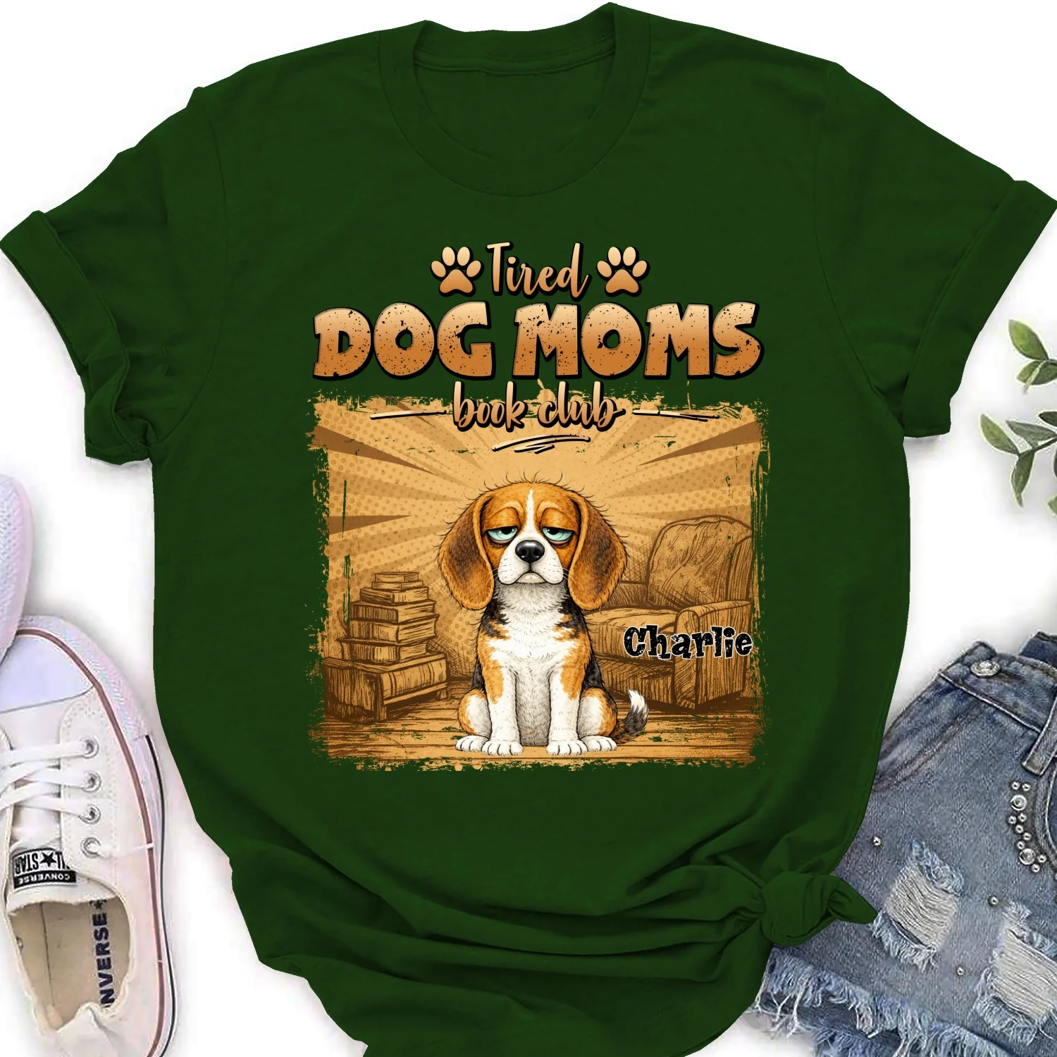 Tired Dog Moms Book Club - Personalized Custom Women's T-Shirt - Image 8