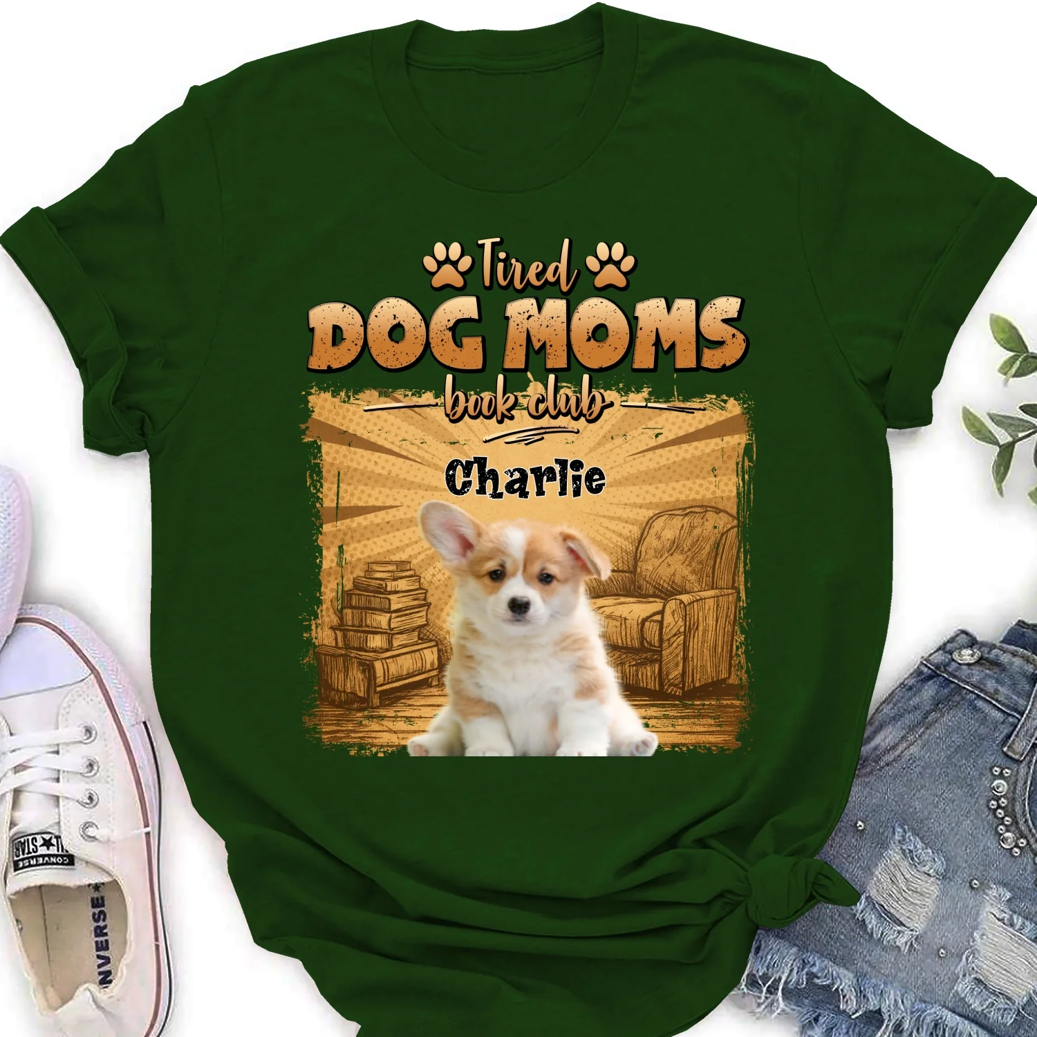 Tired Dog Moms Book Club Photo - Personalized Custom Women's T-Shirt - Image 4