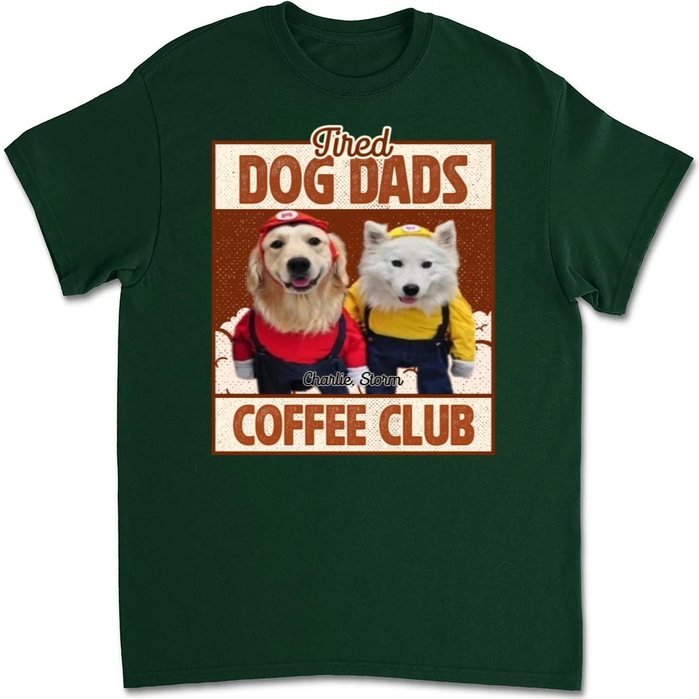 Tired Dog Parents Coffee Club Photo - Personalized Custom Unisex T-Shirt - Image 7