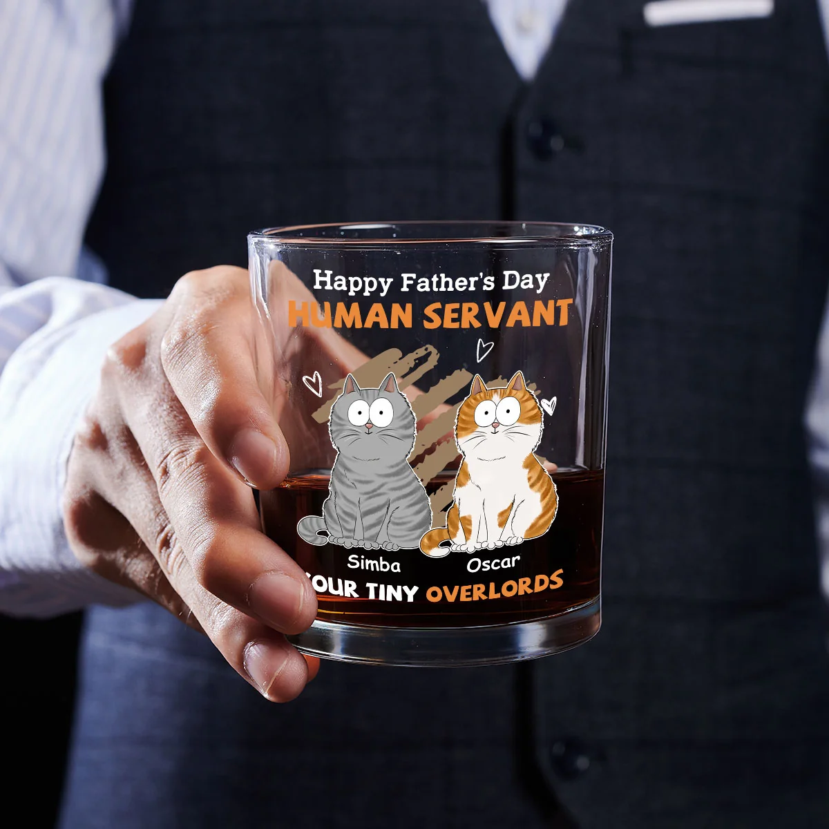 To My Human Servant - Personalized Custom Whiskey Glass - Image 4